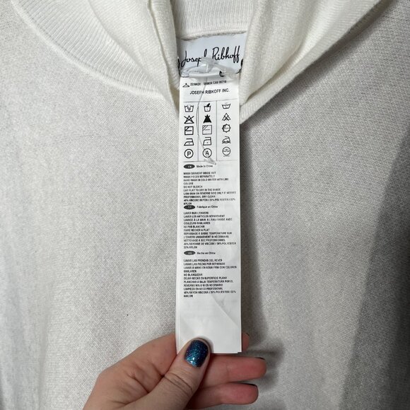 Joseph Ribkoff Womens Colorblock White Gray Knit Cowl Neck Poncho Sweater XS - Picture 8 of 11